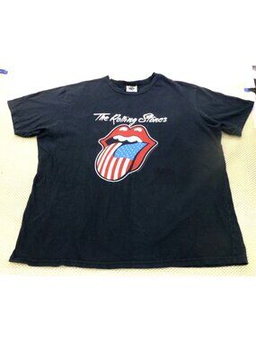 The Rolling Stones 1981 North American Tour T-Shirt XL Black USA Flag Tongue Tee